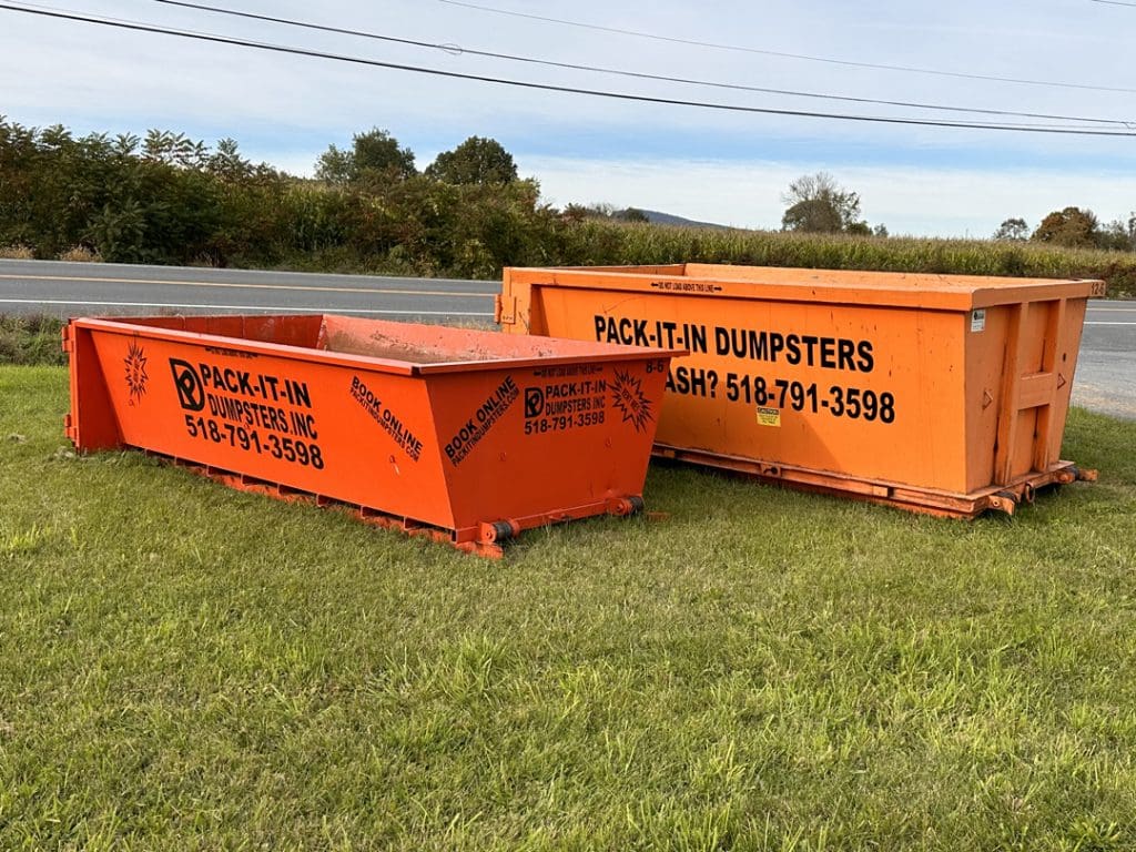 dump trailer in the grass